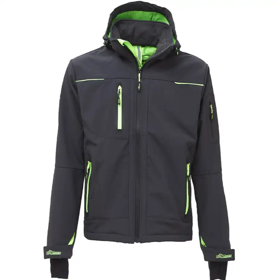 Softshelljacke "SPACE" Performance in asphalt grey/green, L - Thumbnail 1