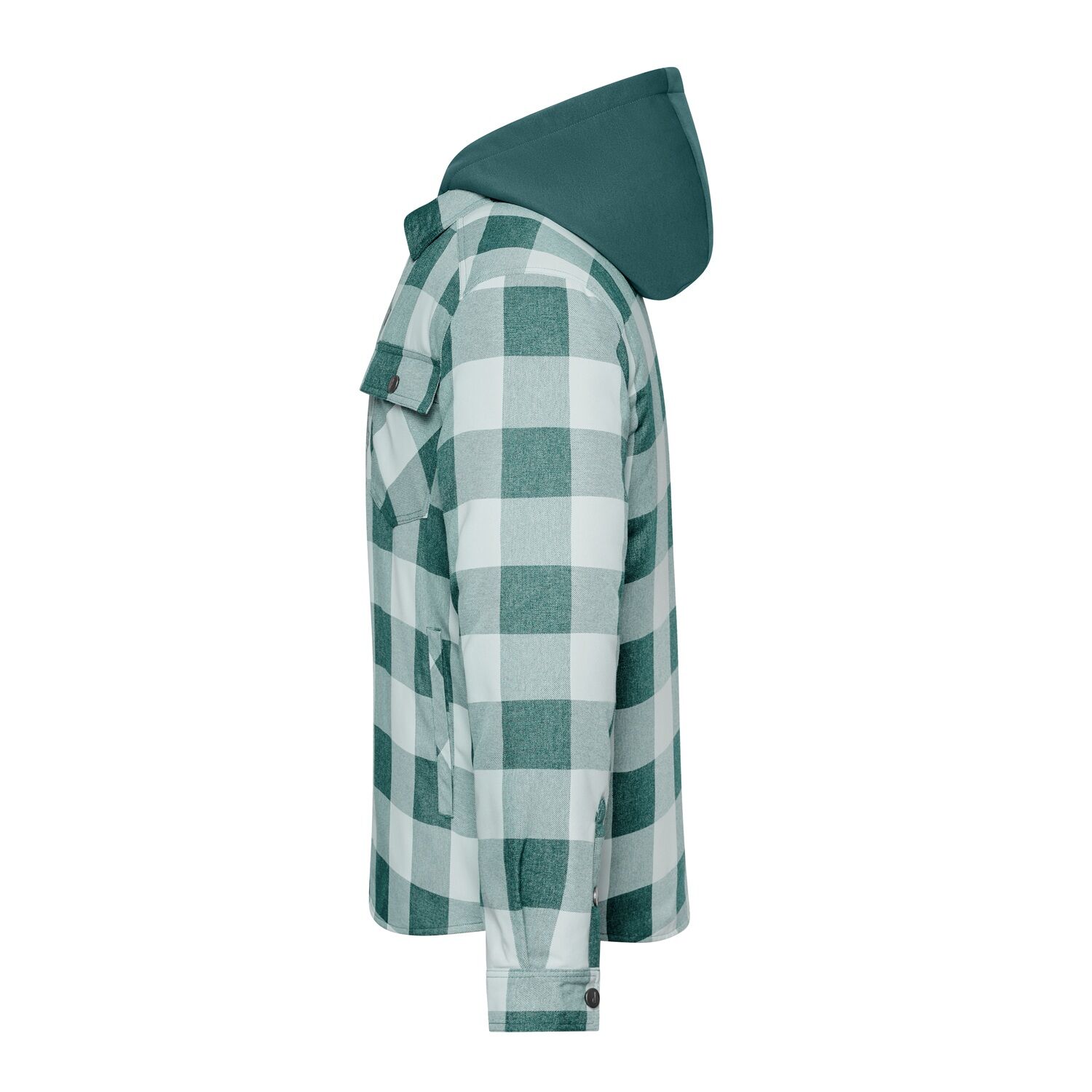Hemdjacke Karo mit Kapuze "JN1872" in grün/grau, L - Thumbnail 3