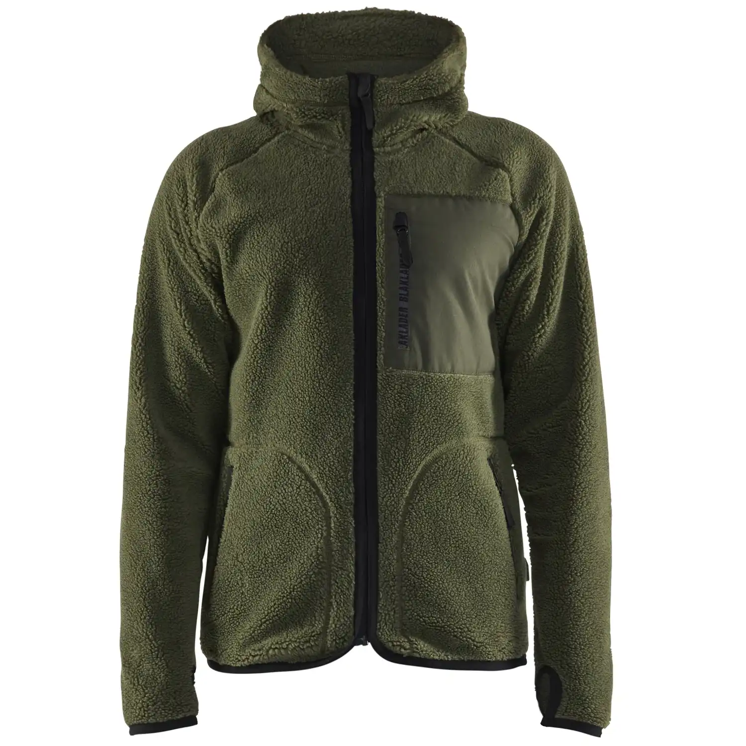 Faserpelz-Kapuzenjacke "4725" in herbstgrün, XS - Thumbnail 1