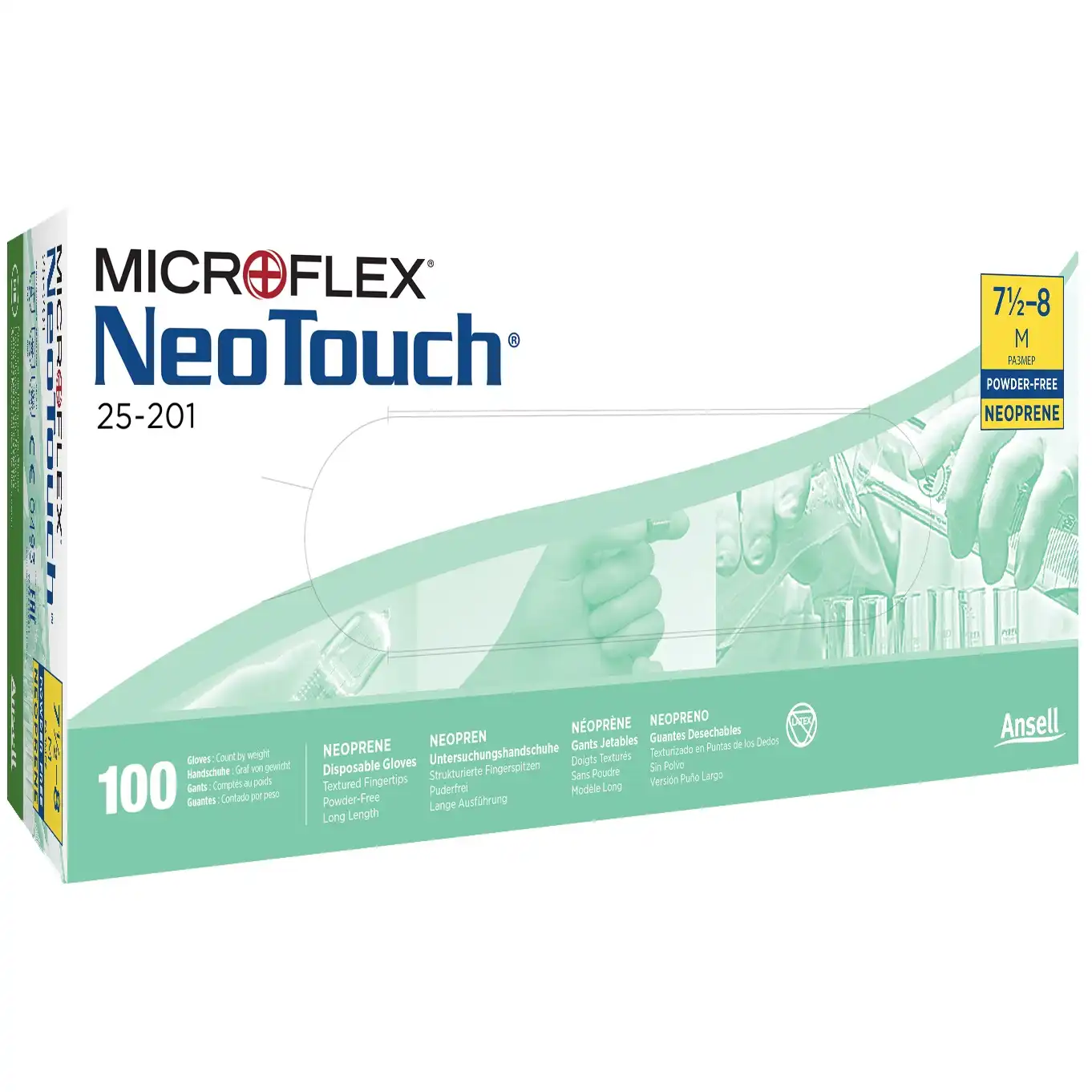 Neopren Einweg-Chemiehandschuhe 25-201 100 Stück pro Box, 10 Boxen pro Karton in L - Thumbnail 1