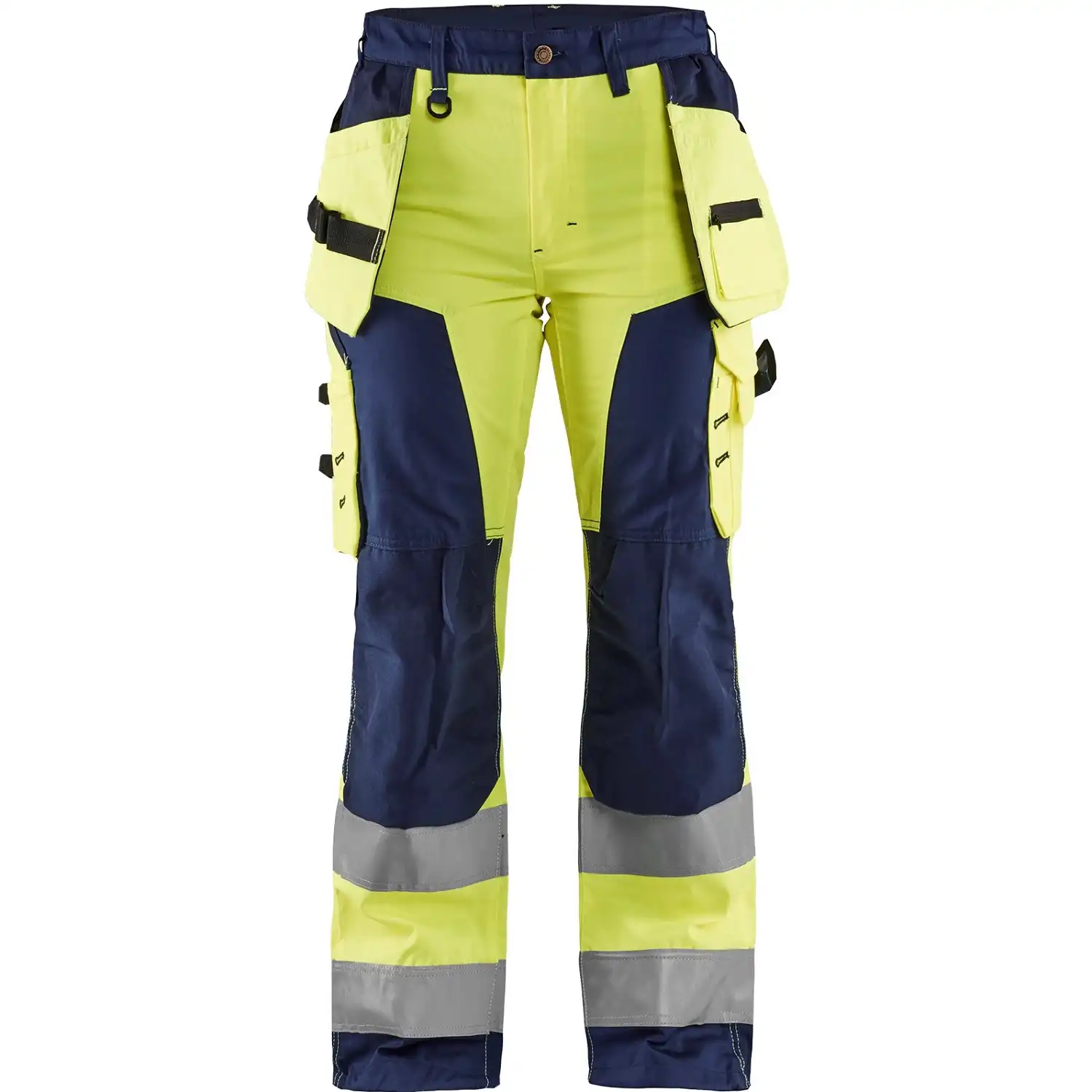 Damen Warnschutz Handwerkerhose "7156" in gelb/marine, 34 - Thumbnail 1