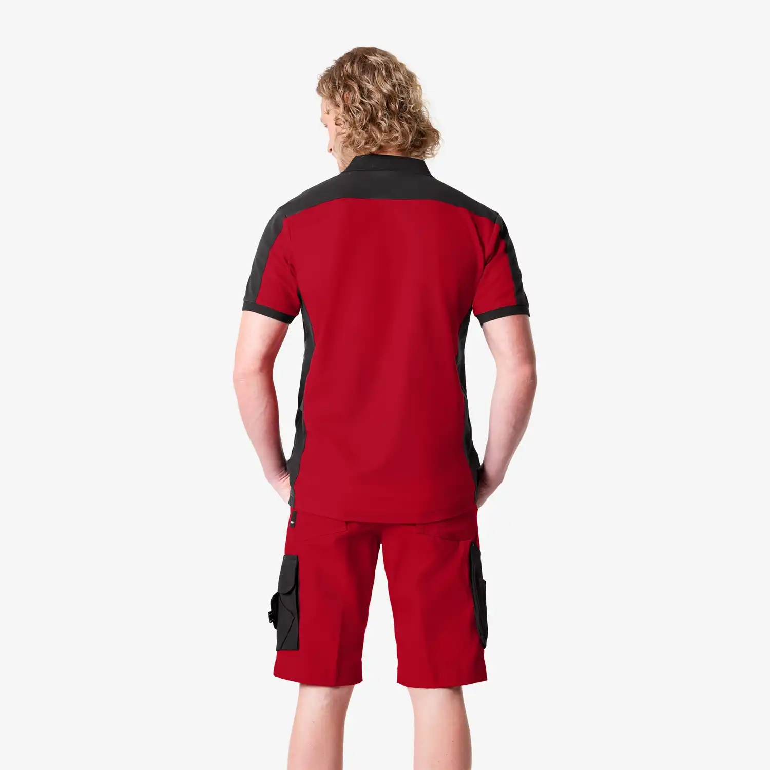 Polo-Shirt zweifarbig "KONRAD" in rot/schwarz, L - Thumbnail 2