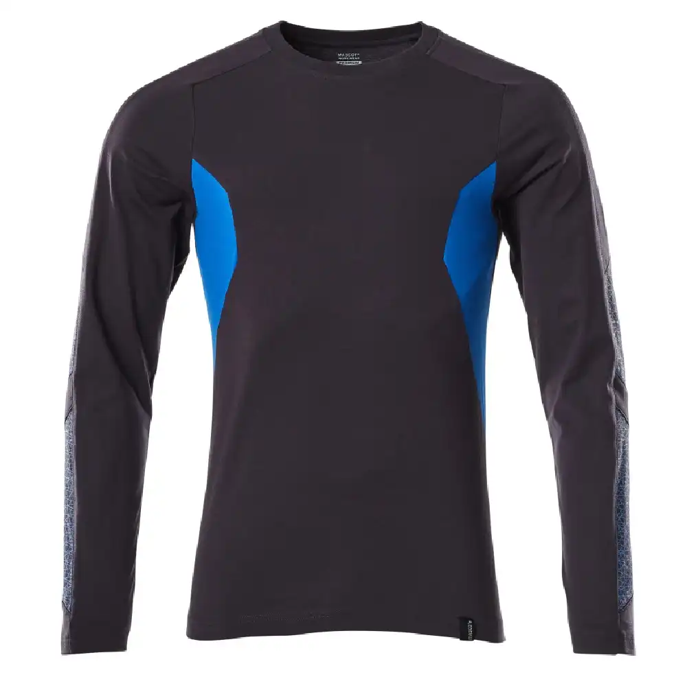 Langarmshirt "ACCELERATE" in schwarzblau/azurblau, M - Bild 1