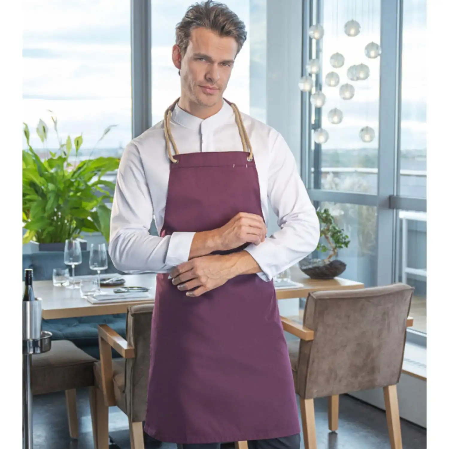 Latzschürze New-Nature "LS 40" in aubergine - Thumbnail 4