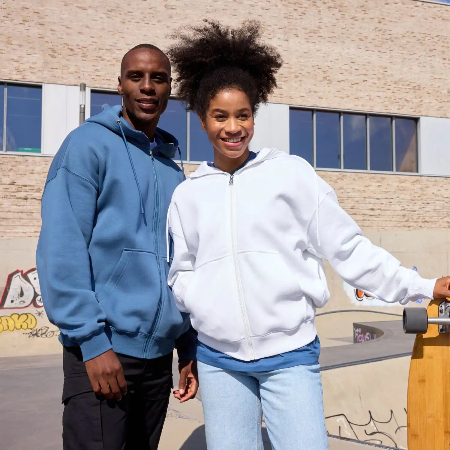 Unisex Kapuzen-Sweatjacke "OVERSIZED HOODED JACKET" 8043 in blue, M - Thumbnail 5