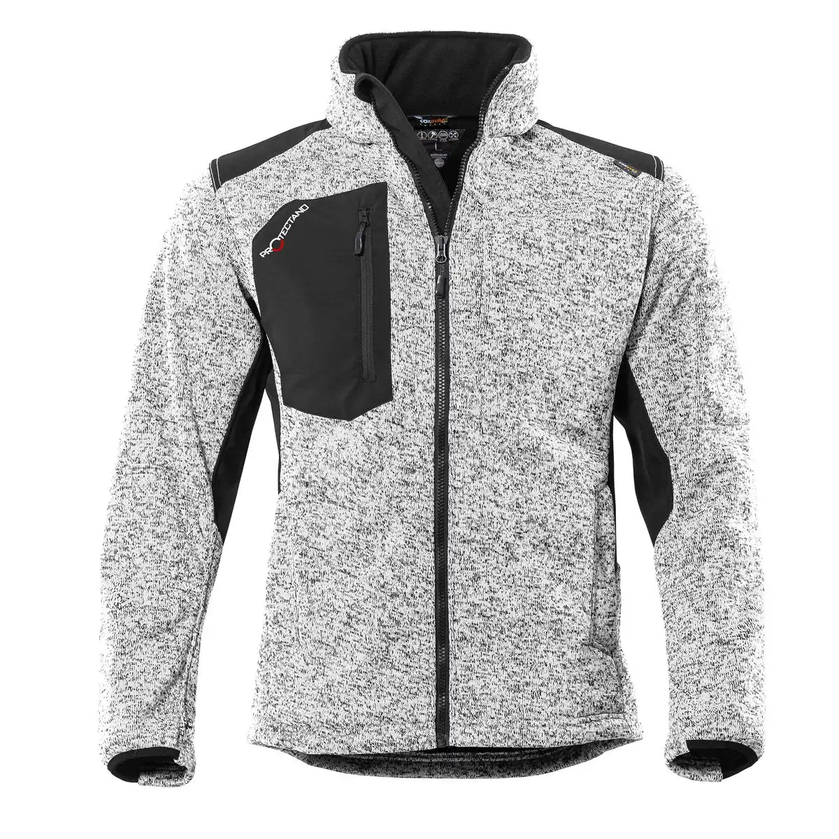 Strickfleece-Jacke "PROTECTANO" in weiß/meliert, L - Thumbnail 1
