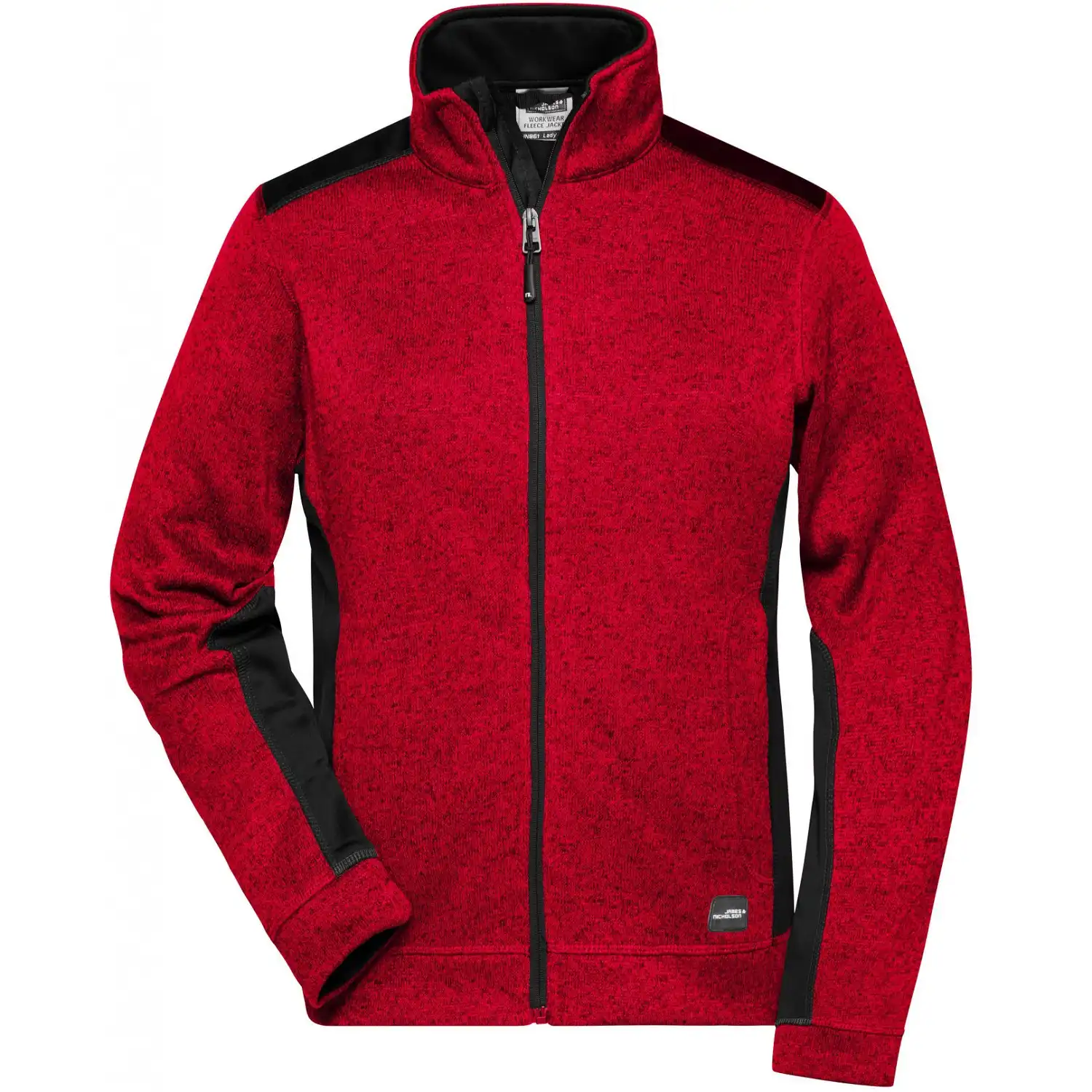 Damen Strick Fleece Jacke "JN861" in red-melange/black, XS - Bild 1