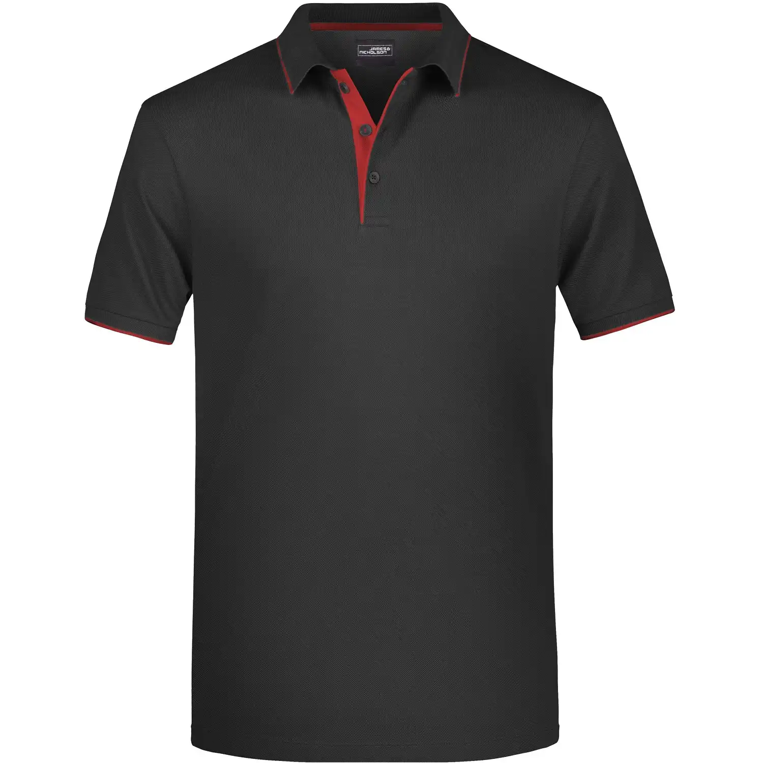 Polo-Shirt Stripe "JN728" in black/red, 3XL - Bild 1