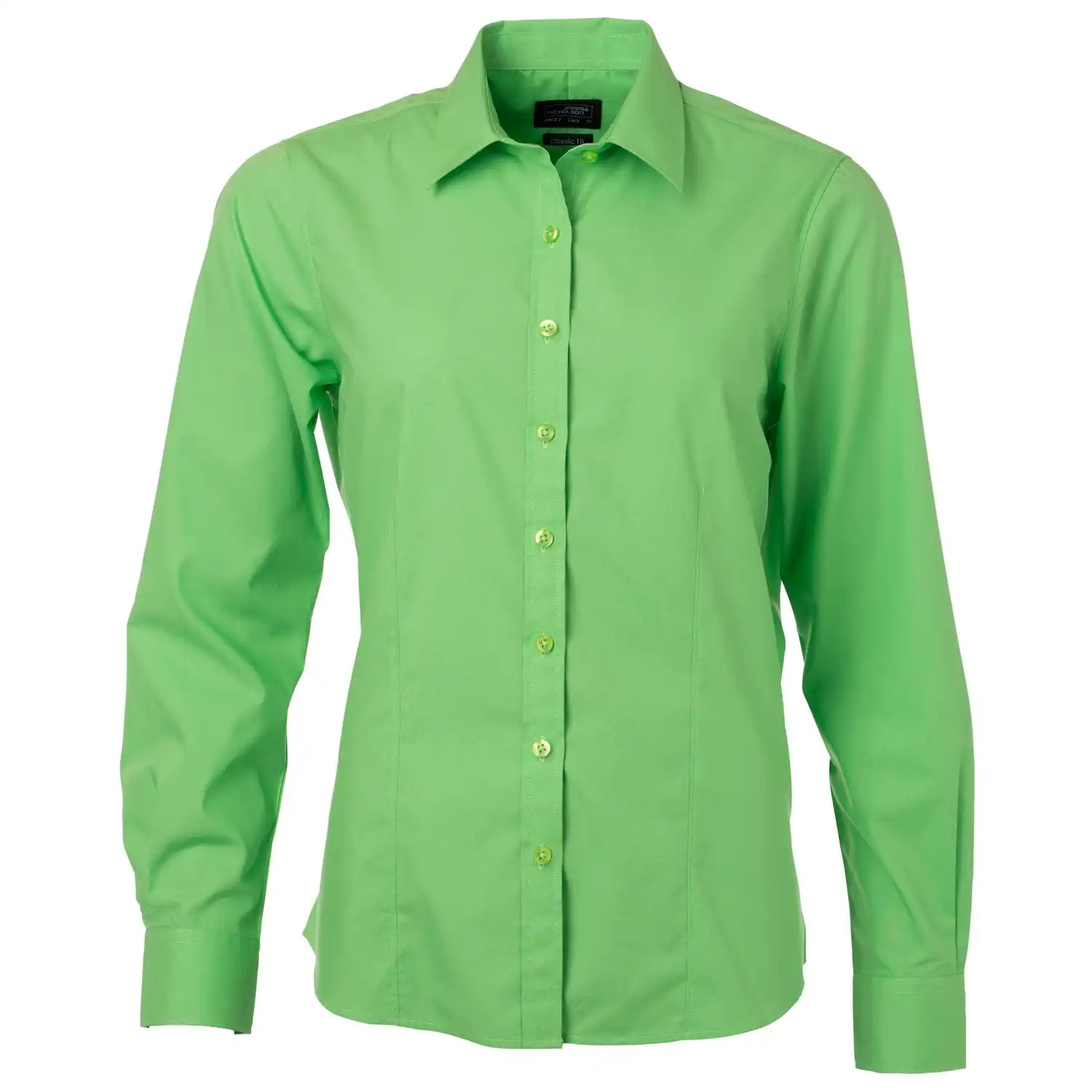 Damen Langarm Bluse "JN677" in lime-green, L - Thumbnail 1