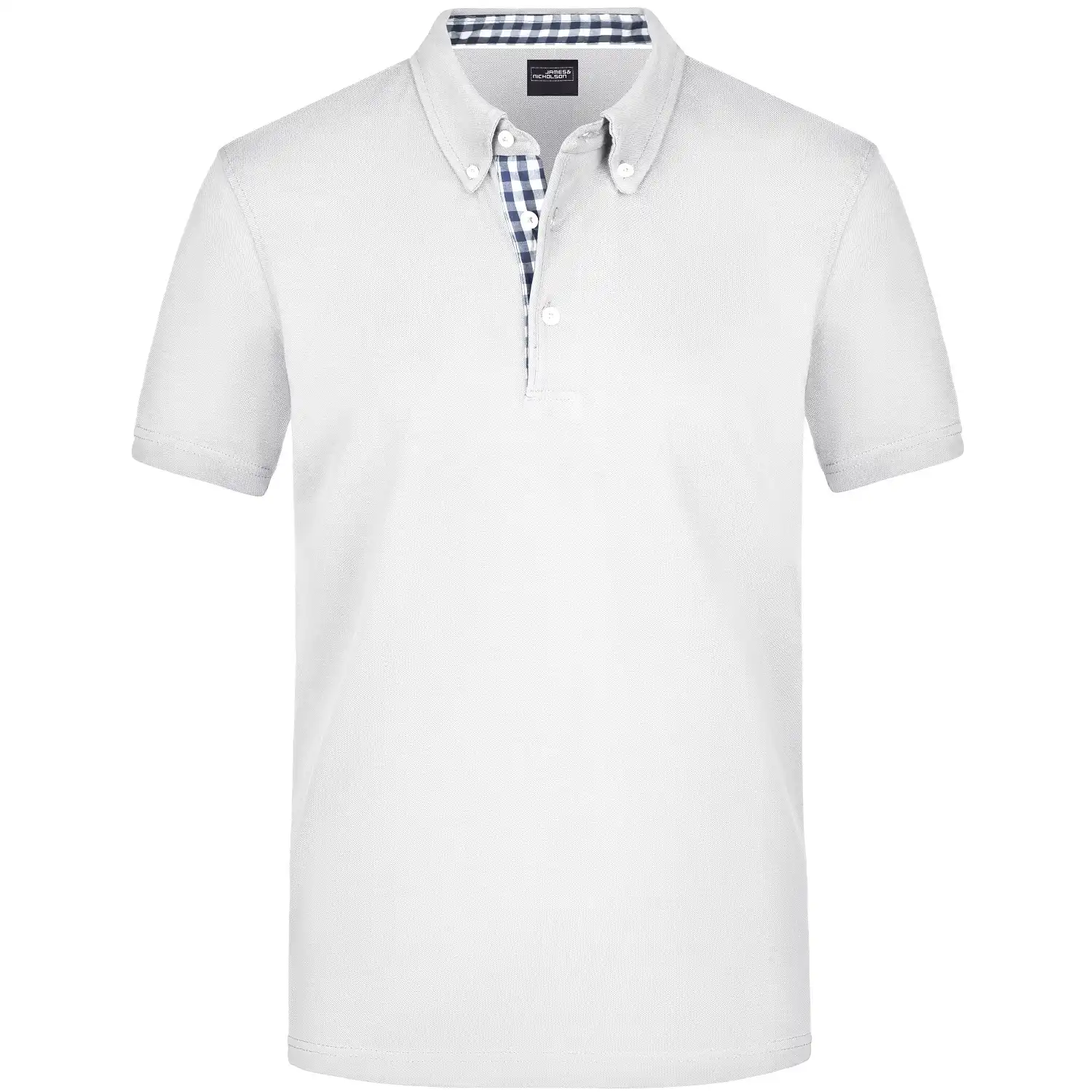 Polo-Shirt Plain "JN964" in white/navy/white, 3XL - Thumbnail 1
