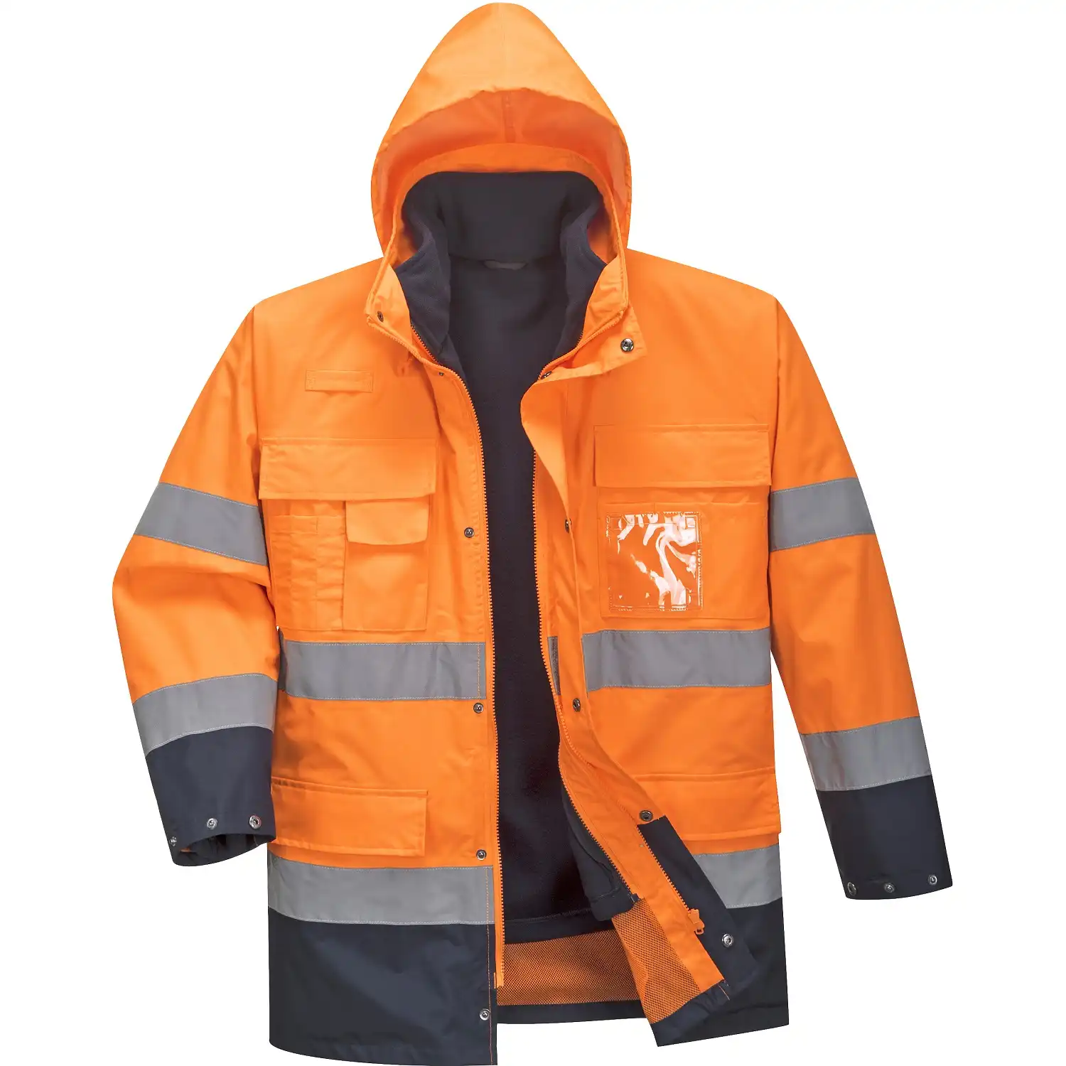 Warnschutz Regenjacke 3in1 "S162" Lite in orange/marine, XL - Bild 1