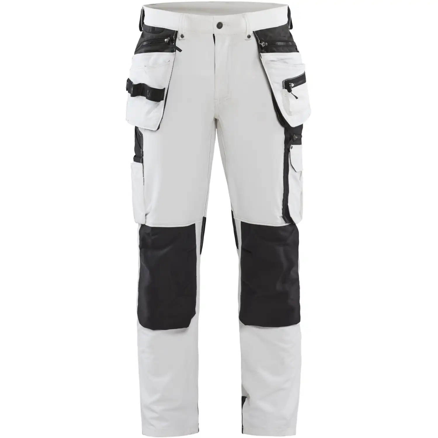 Stretch Malerhose "1079" weiß/dunkelgrau in C48 - Thumbnail 1