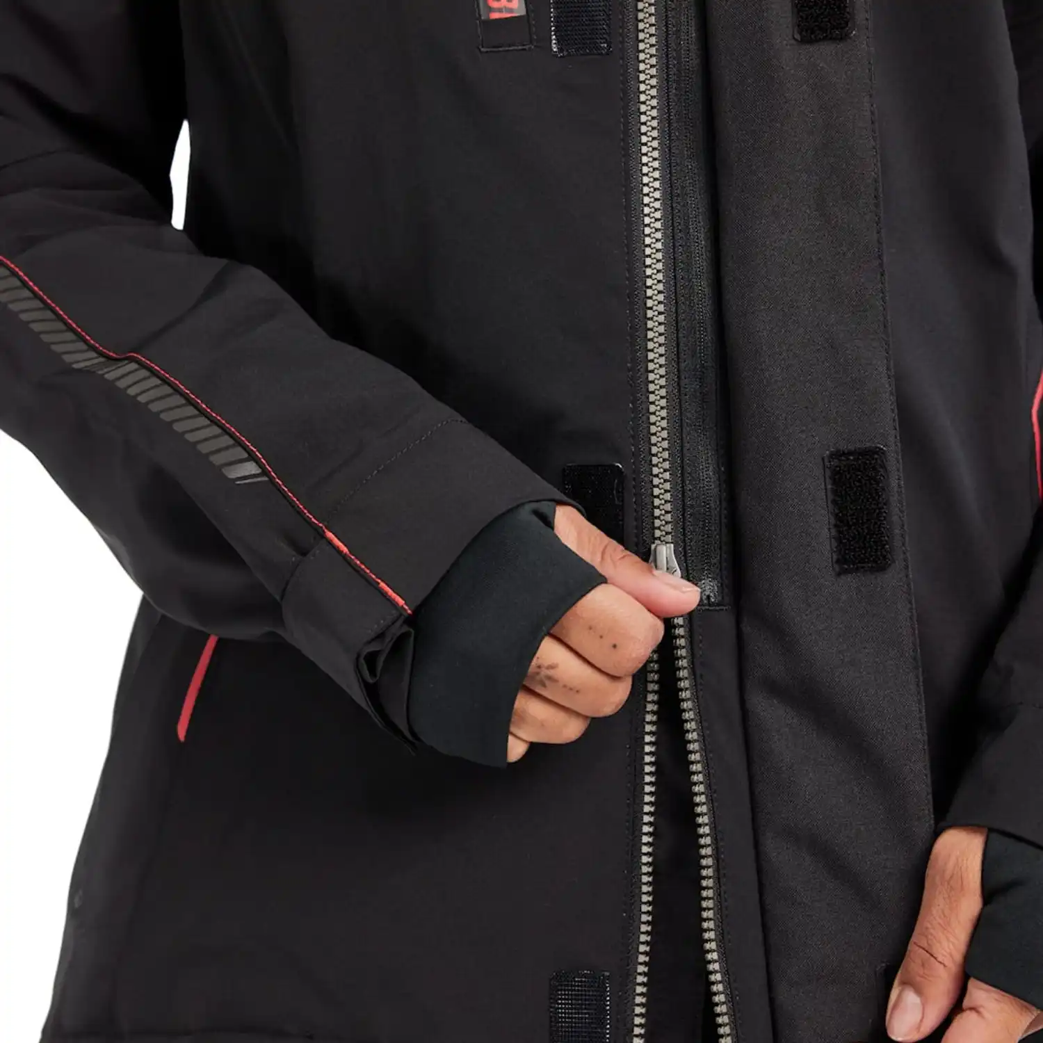 Damen Stretch Winterjacke "4408" in schwarz/rot, M - Thumbnail 8