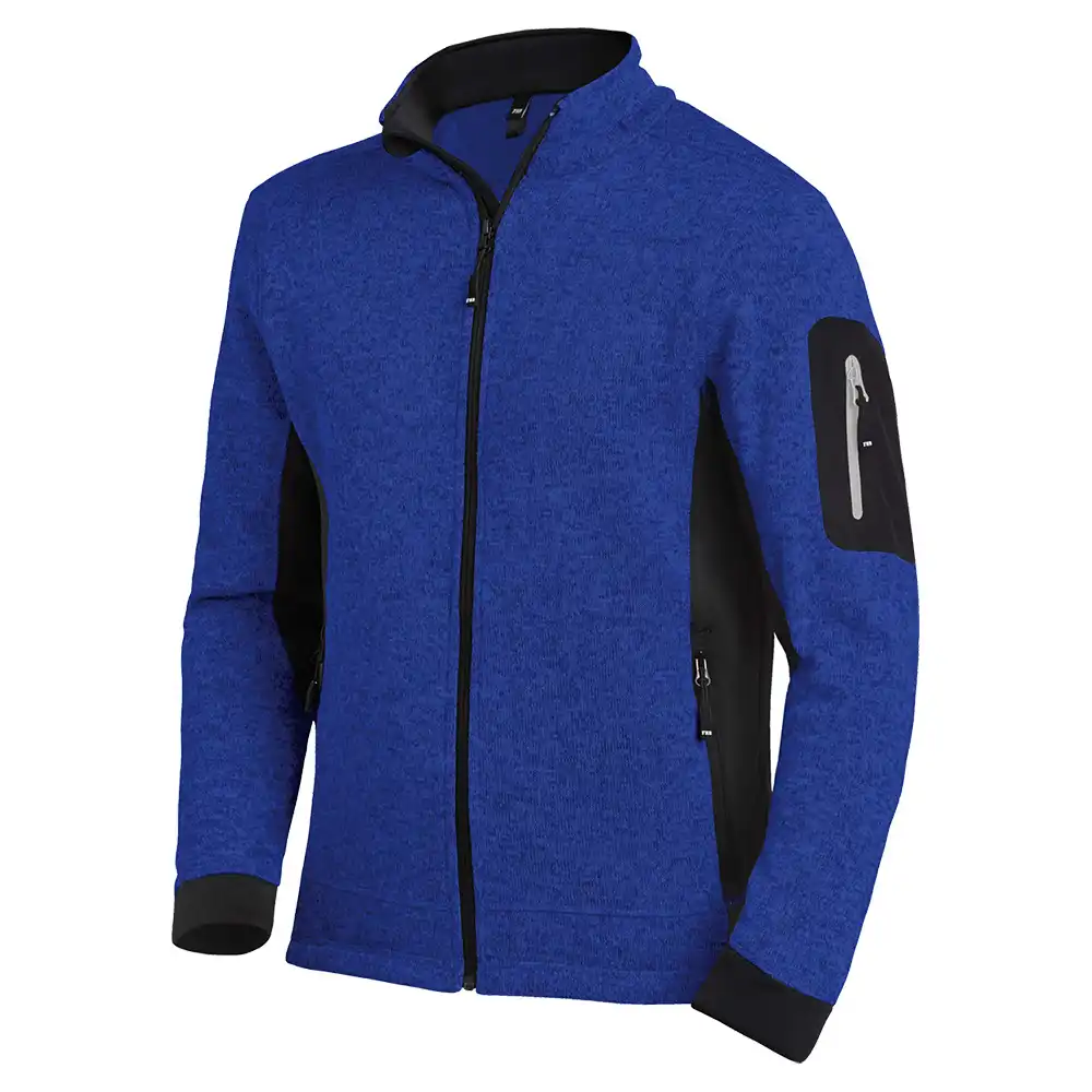Strick Fleecejacke "CHRISTOPH" in royalblau/schwarz, L - Thumbnail 1