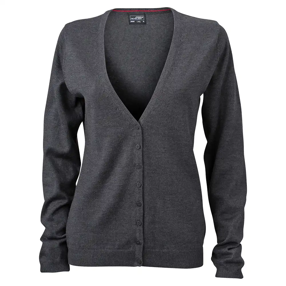 Damen V-Neck Cardigan "JN660" in anthracite-melange, L - Bild 1