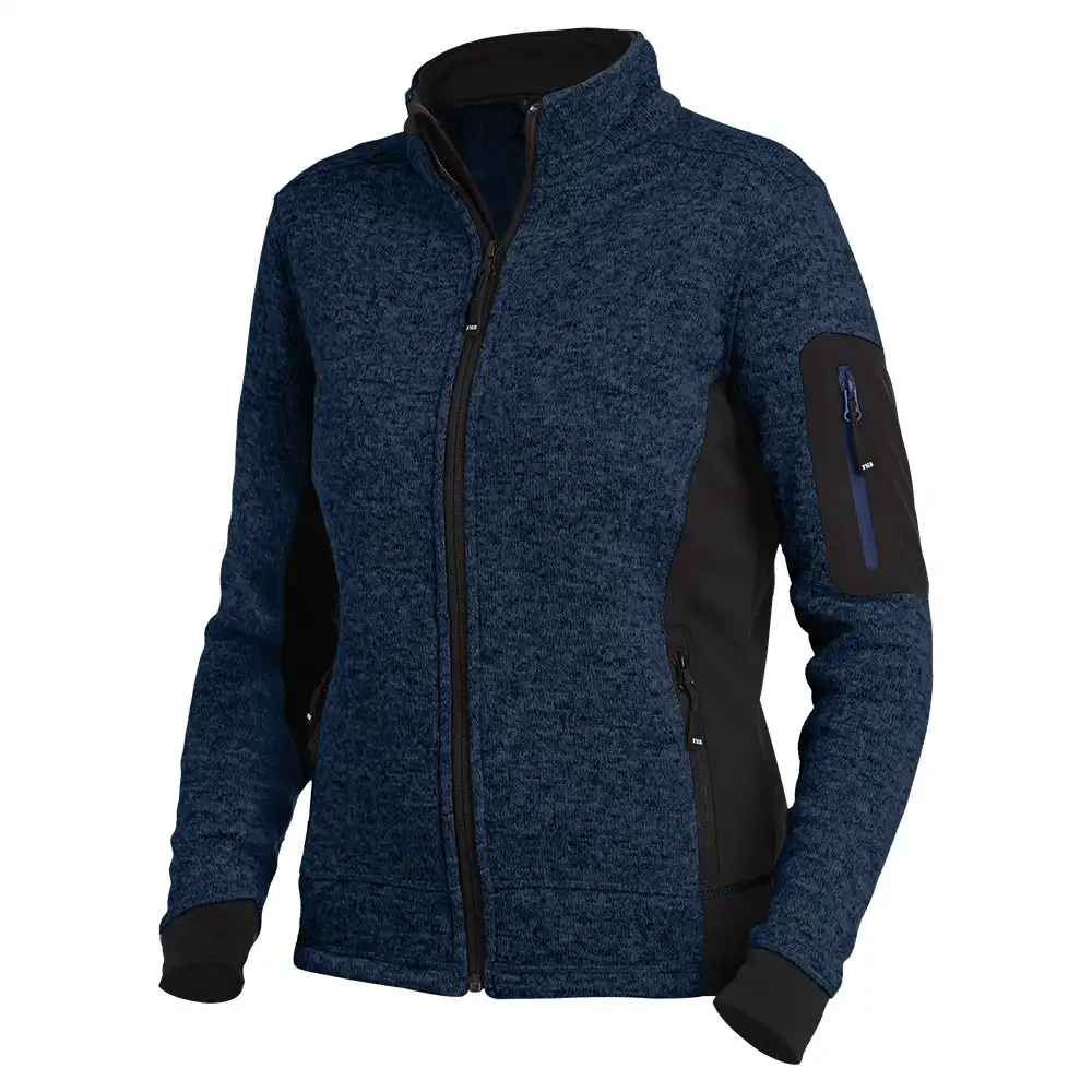 Damen Strick Fleecejacke "MARIEKE" in marine/schwarz, L - Thumbnail 1