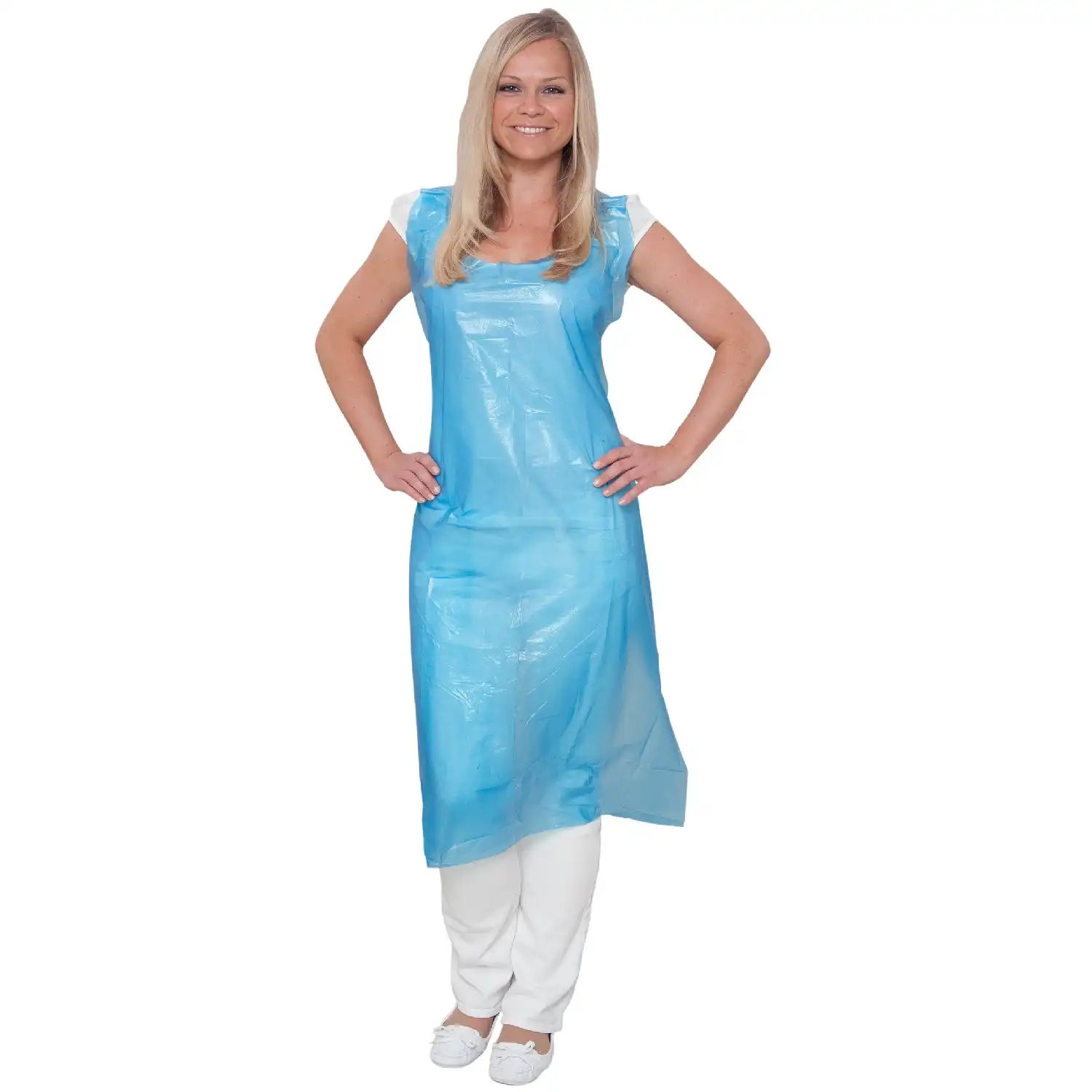 premium PE-Schürzen gefaltet 75x125cm blau |100er Beutel - Thumbnail 1