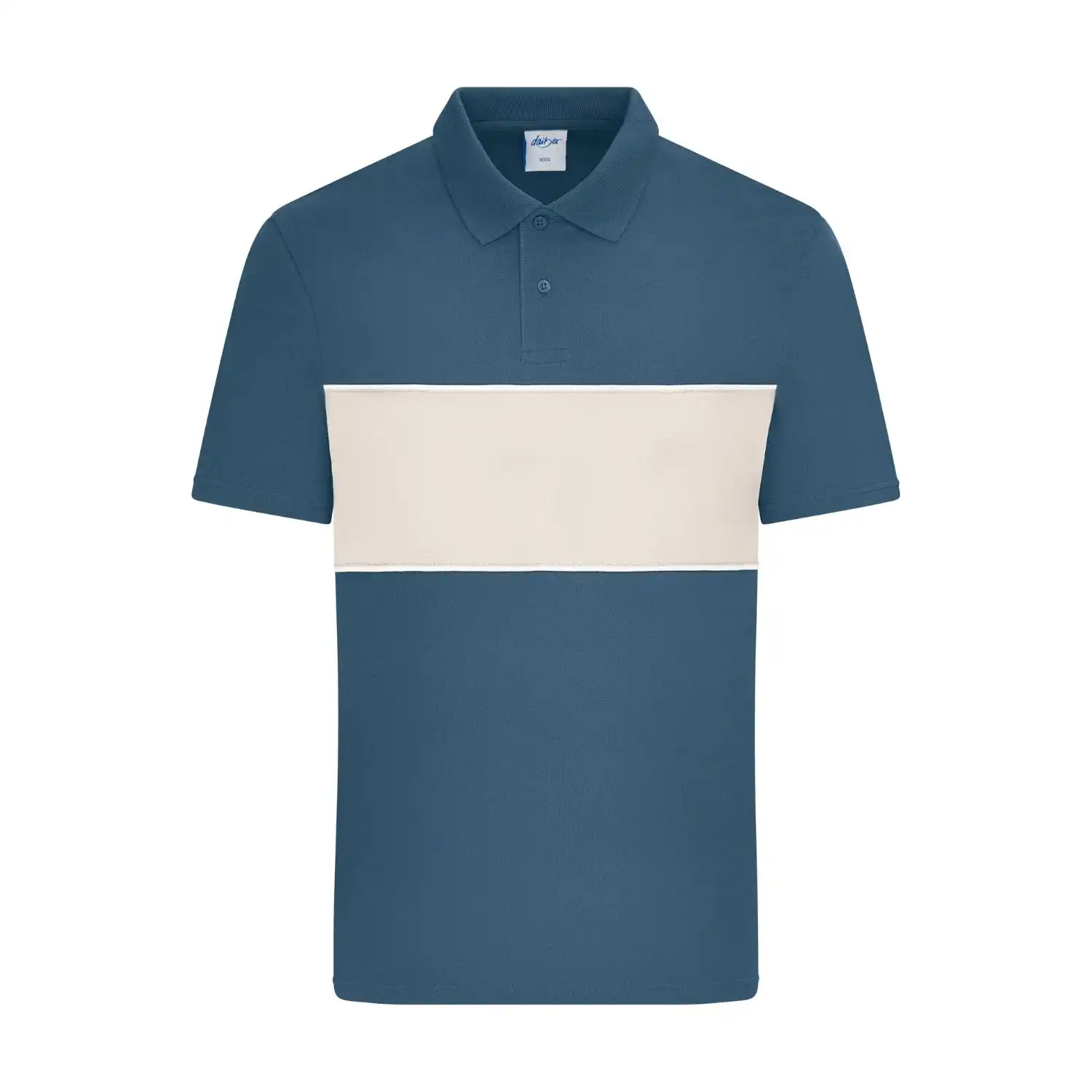 Polo colour-block UNISEX "8050" in dusty-blue/sandstone, S - Thumbnail 1