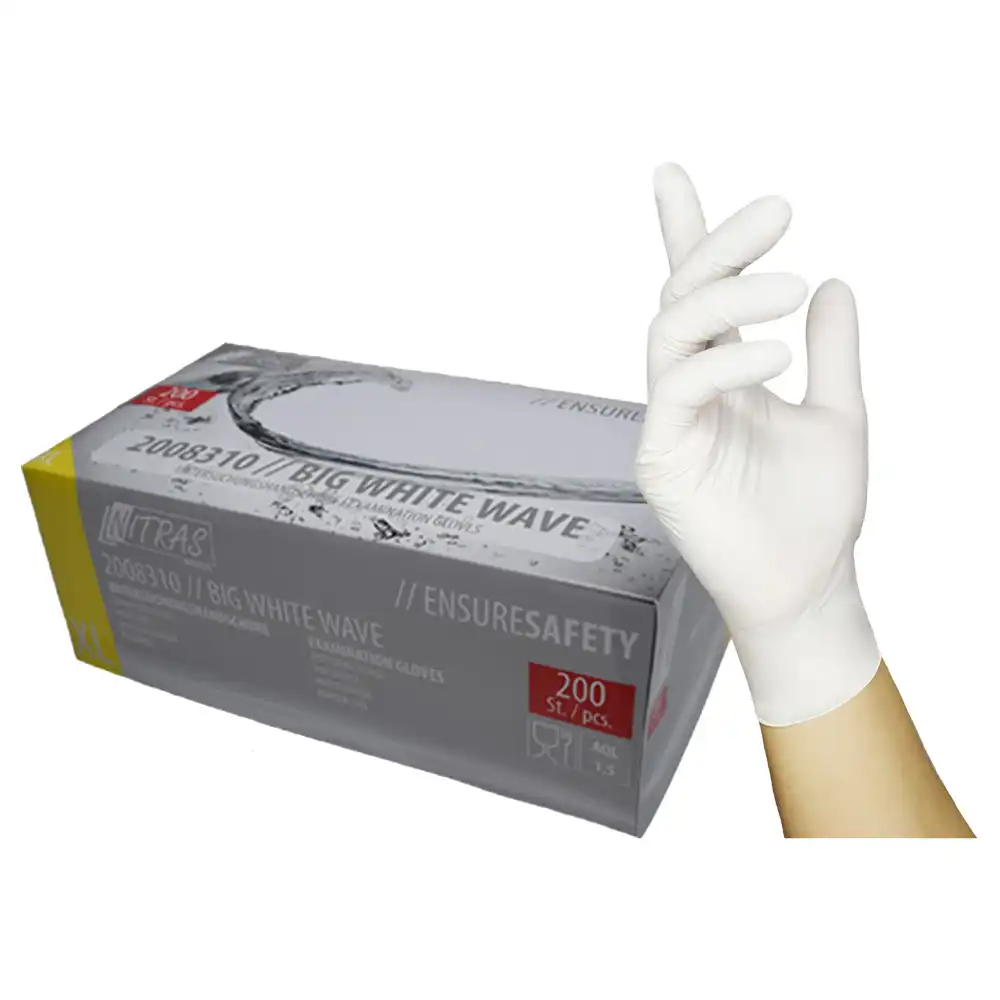 Nitril Einweghandschuhe "BIG WHITE WAVE" weiß | 200er Box in S - Bild 1