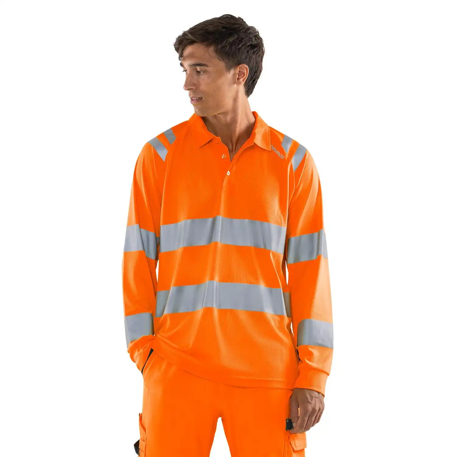 Warnschutz Poloshirt langarm "7864 GPST" in Orange, L - Thumbnail 5