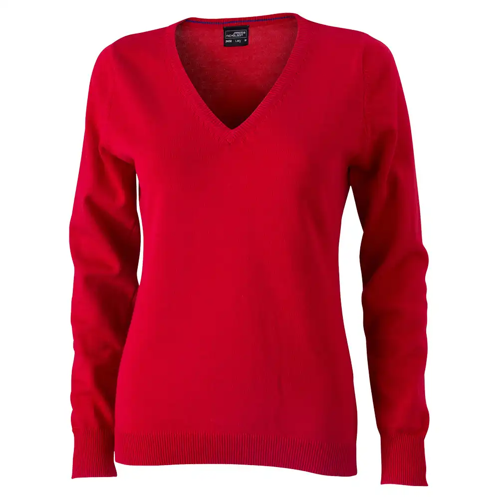 Damen V-Neck Pullover "JN658" in red, XXL - Bild 1