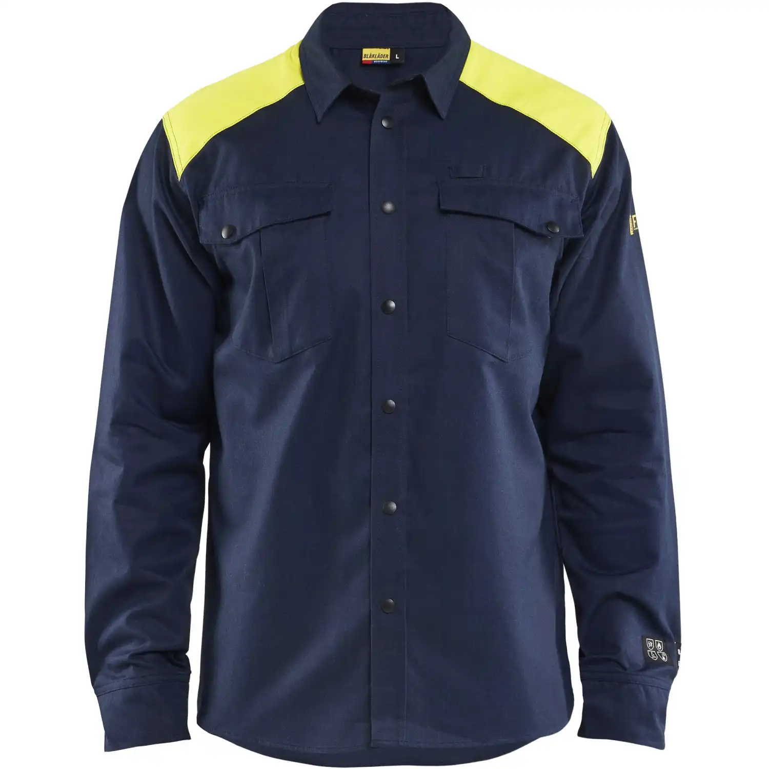Multinorm Arbeitshemd "3238" marine/gelb in 6XL - Thumbnail 1