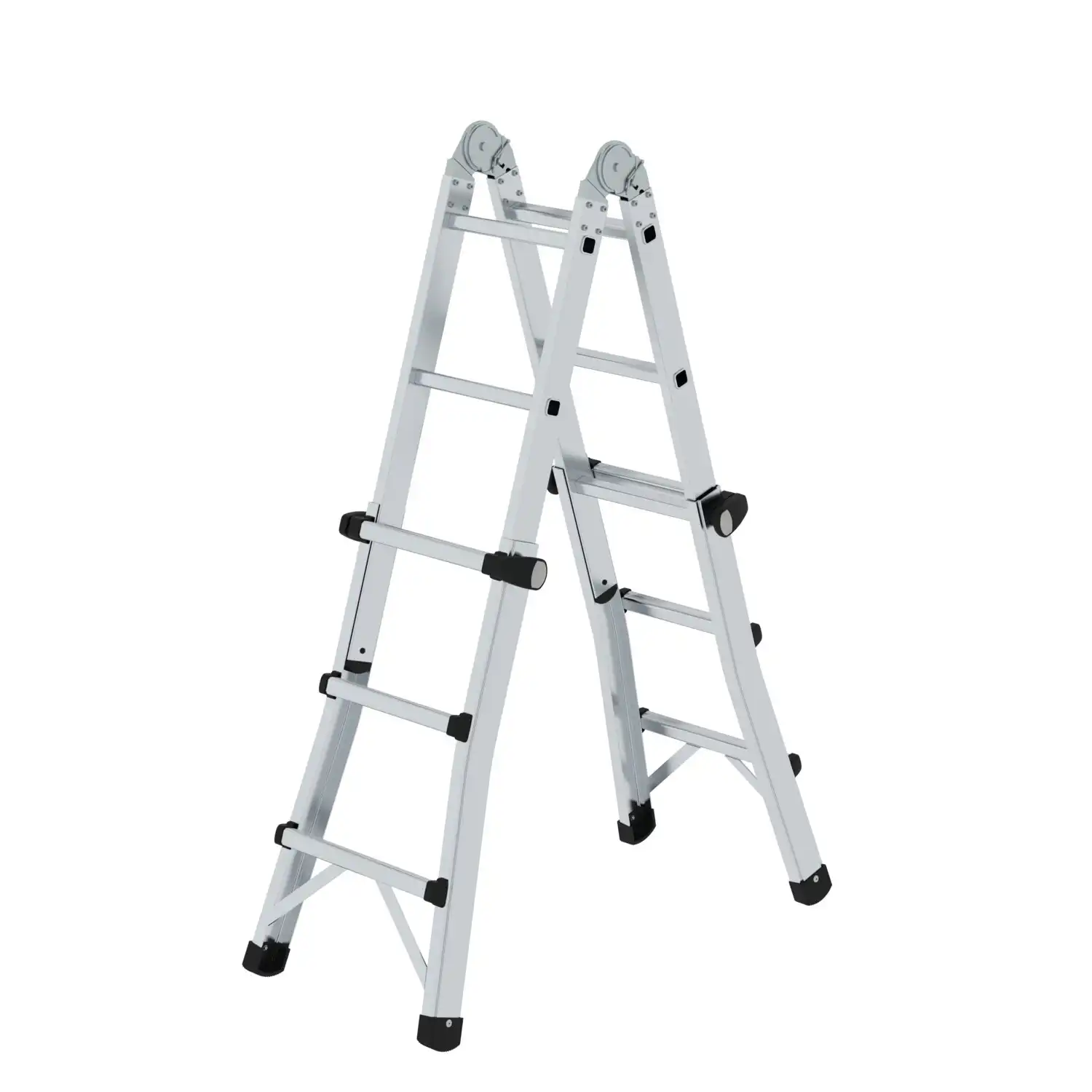 Teleskopleiter 4-teilig ohne Traverse in 4x3 Sprossen - Thumbnail 3