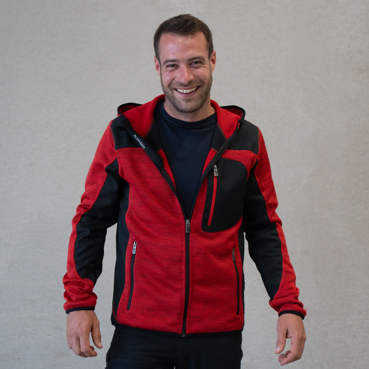 Strickjacke "4930" mit Softshell in rot/schwarz, 3XL - Thumbnail 5
