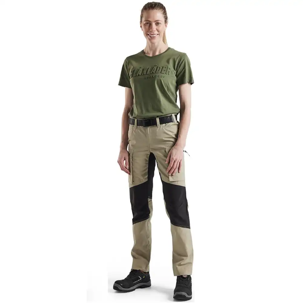 Damen Stretch Servicehose "7159" 166 g/m² in khaki/Schwarz, 34 - Thumbnail 3
