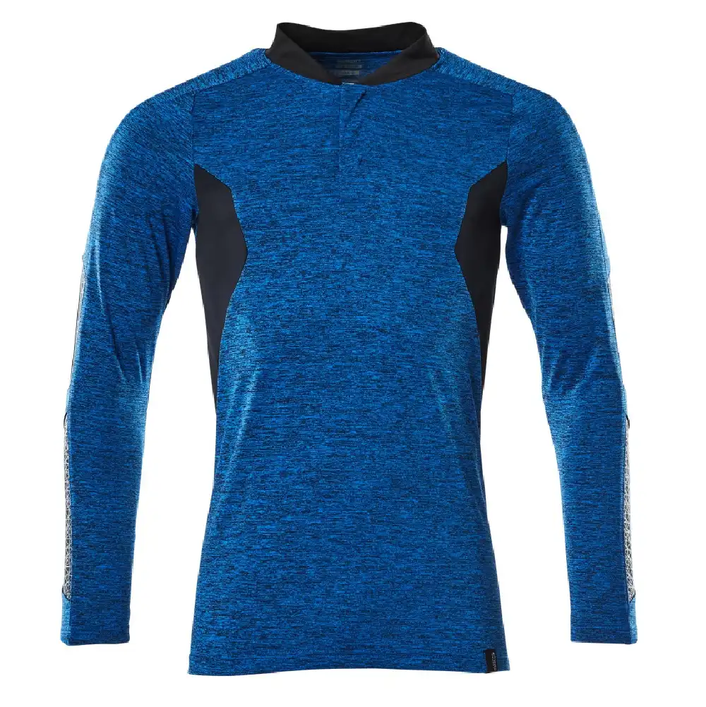 Langarm-Poloshirt COOLMAX® Pro "ACCELERATE" in azurblau/schwarzblau, XS - Bild 1