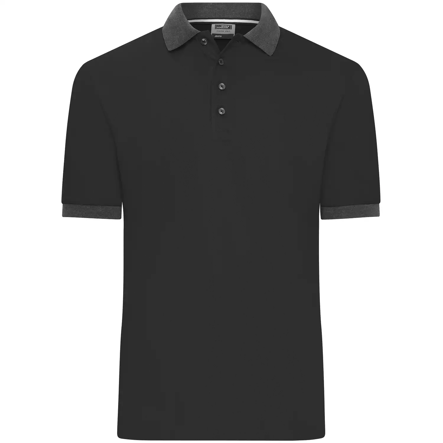 Polo-Shirt "JN1304" in black/anthracite-melange, S - Thumbnail 1