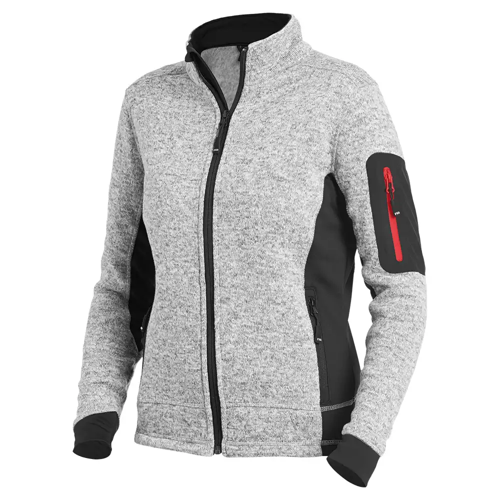 Damen Strick Fleecejacke "MARIEKE" in grau/schwarz, XXL - Thumbnail 1