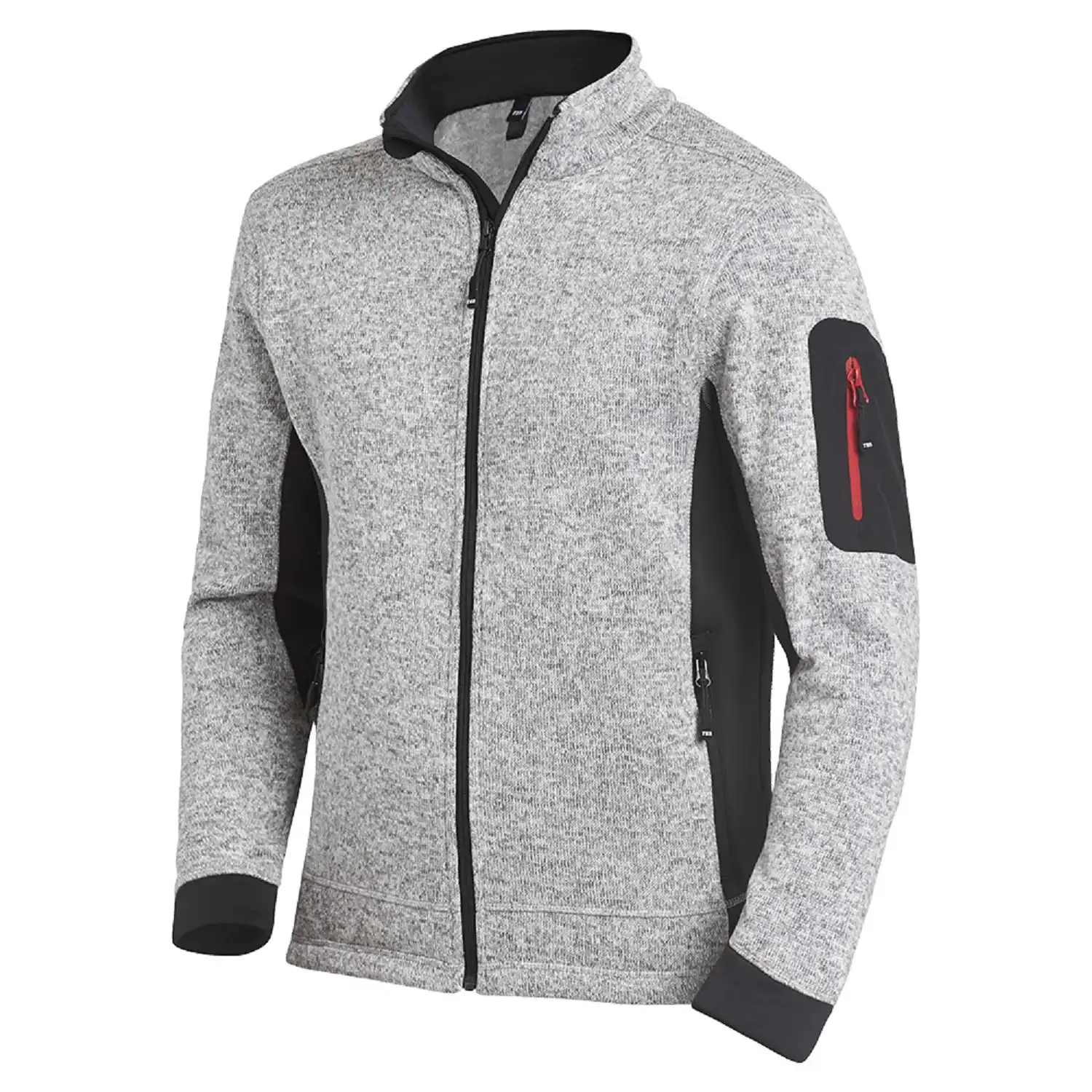 Strick Fleecejacke "CHRISTOPH" in grau/schwarz, M - Thumbnail 1