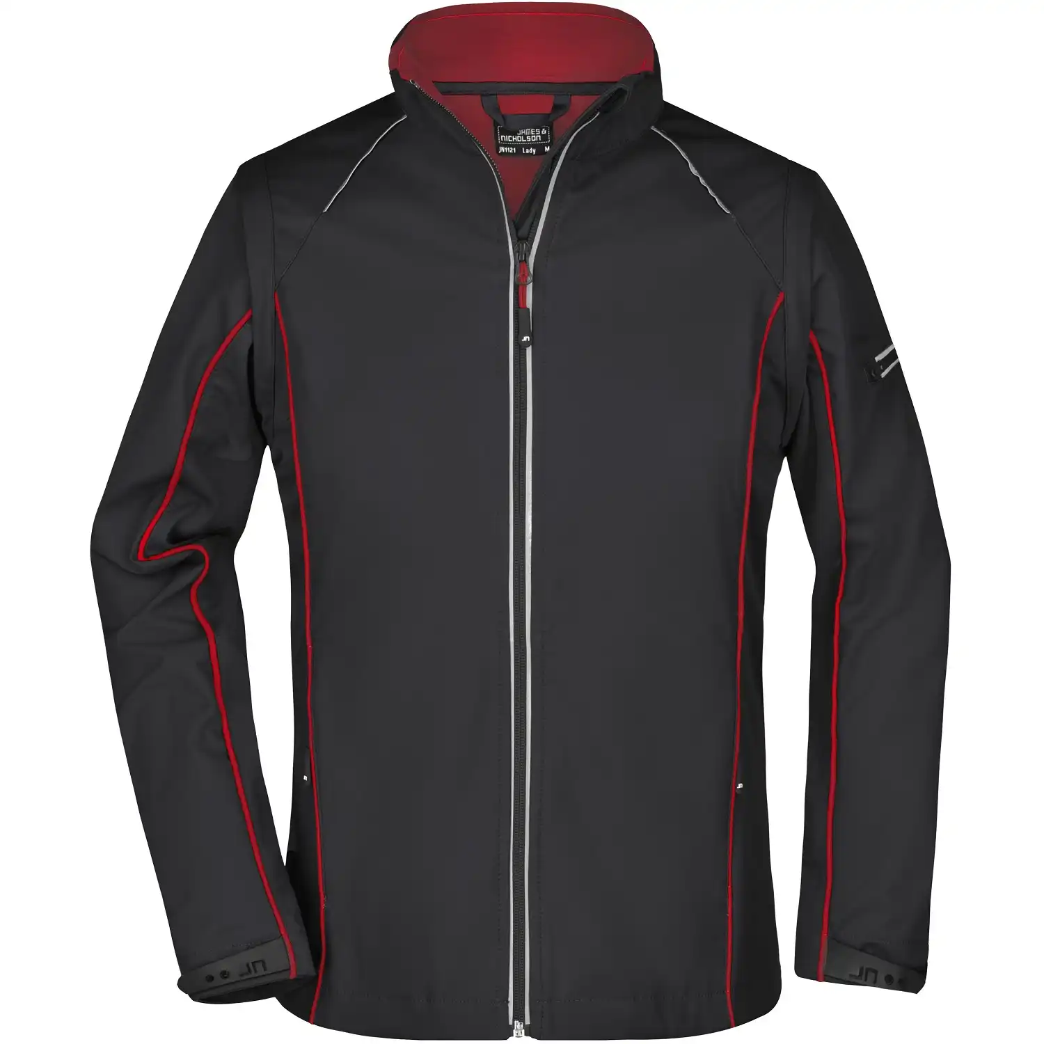 Damen 2-in-1 Softshelljacke "JN1121" in black/red, L - Bild 1