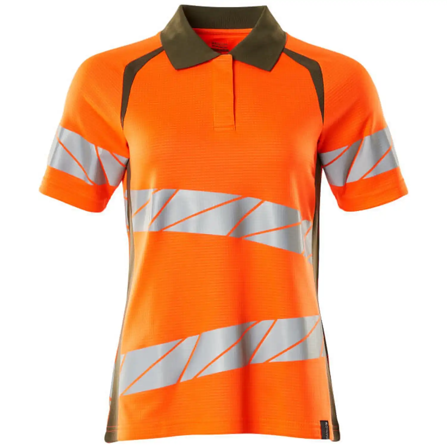 Damen Warnschutz Polo-Shirt "ACCELERATE SAFE" UV-Schutz in orange/moosgrün, XXL - Bild 1