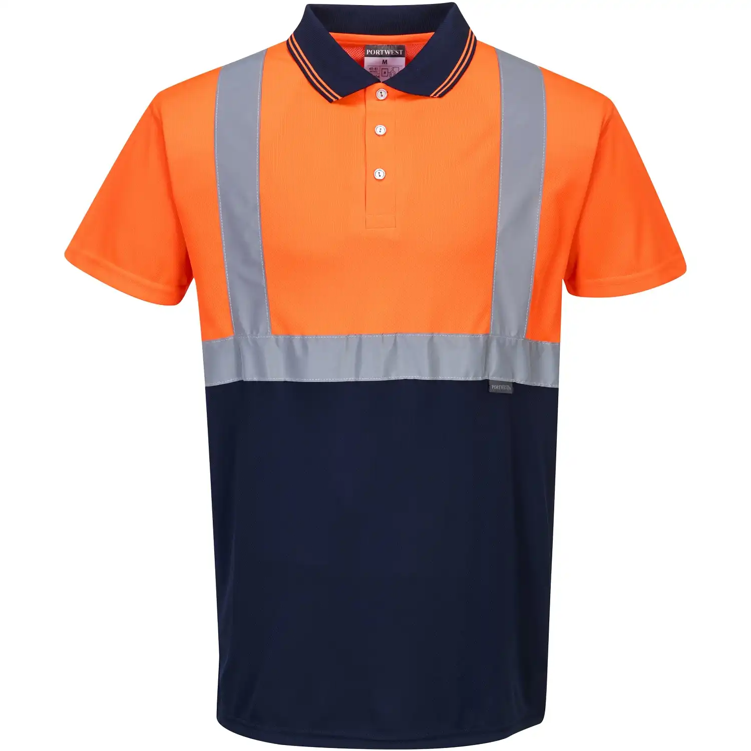 Warnschutz Polo-Shirt "S479" in orange/marine, L - Bild 1
