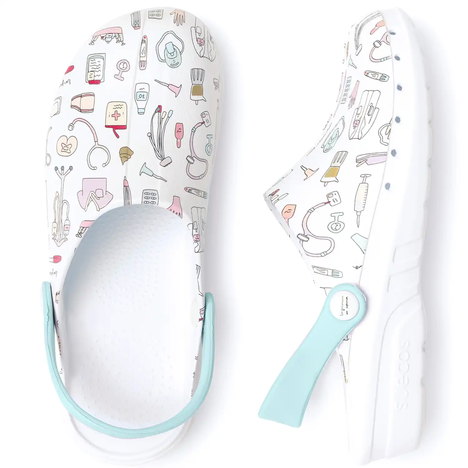 Damen Clogs "ODEN+ PRINT" aquamarine in 38 - Thumbnail 5