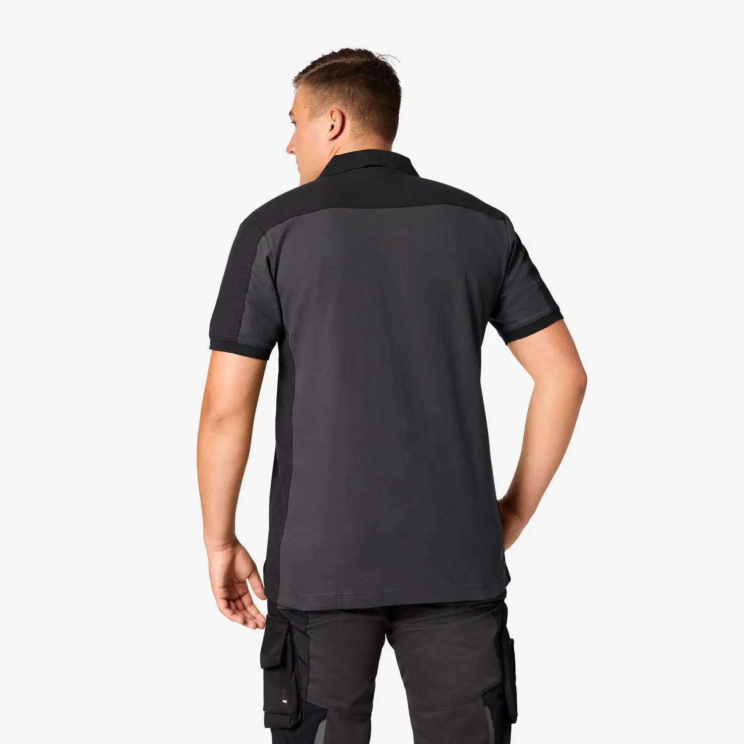 Polo-Shirt zweifarbig "KONRAD" in anthrazit/schwarz, L - Thumbnail 2