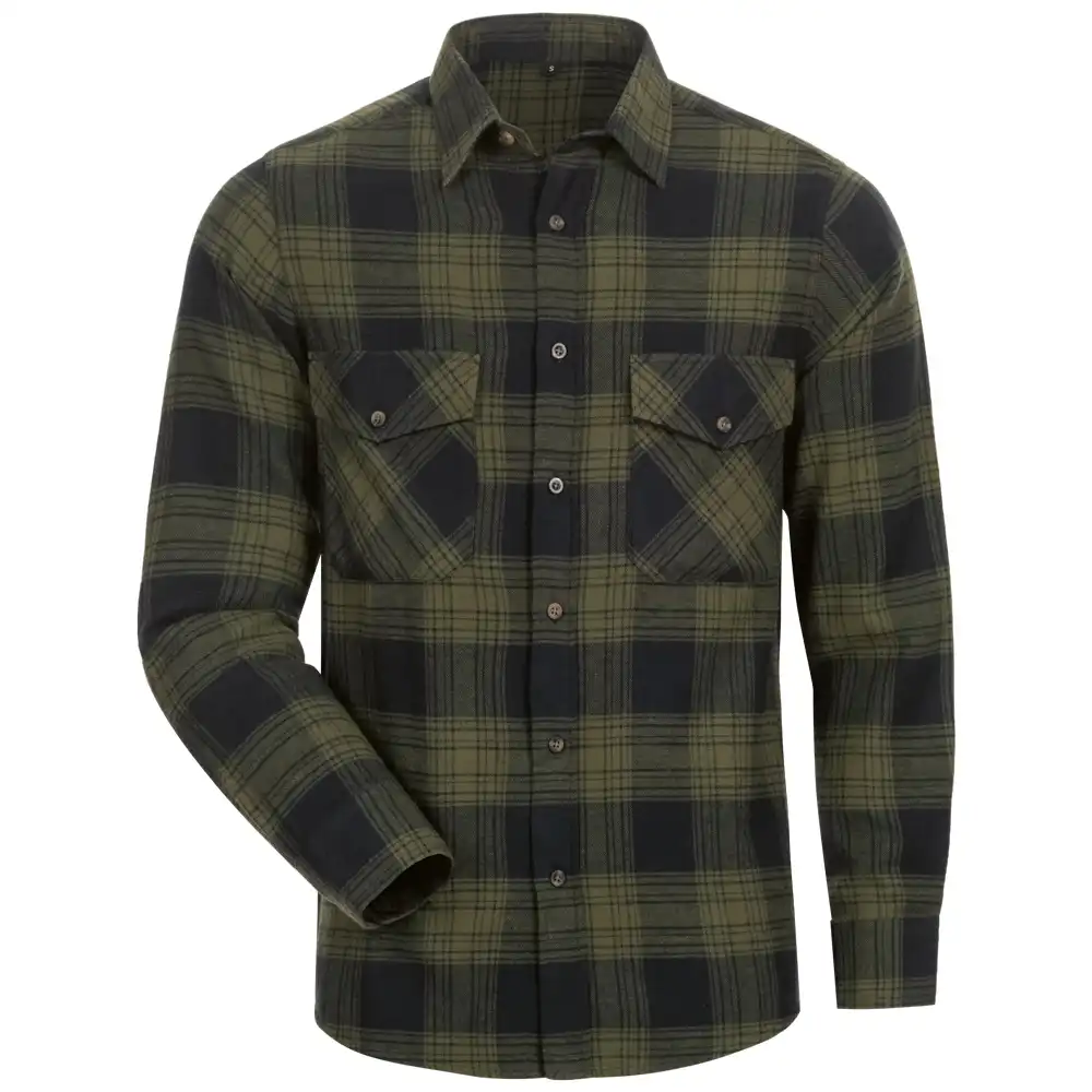 Flanell-Hemd  in oliv/schwarz, M - Thumbnail 1