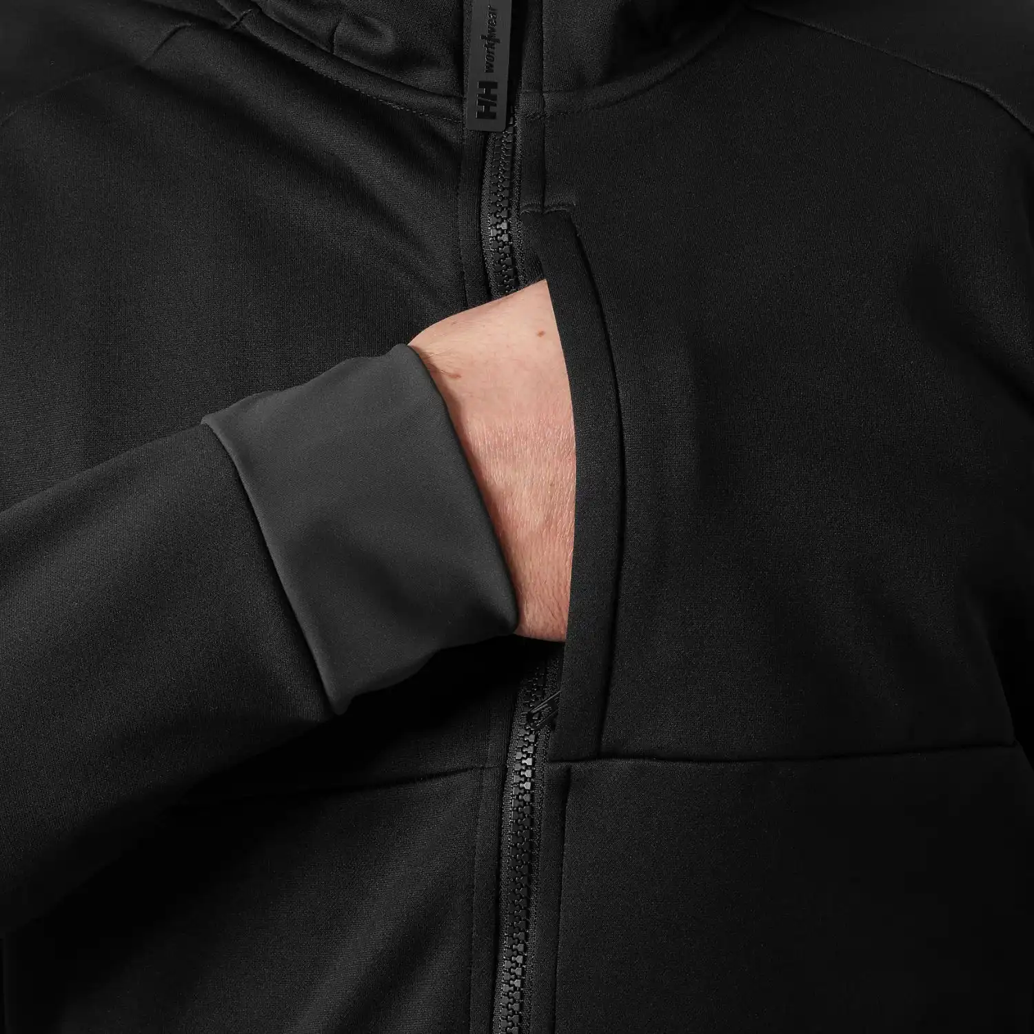 Kapuzen Funktionsjacke "TECH HOODED MIDLAYER" in schwarz, XS - Thumbnail 6