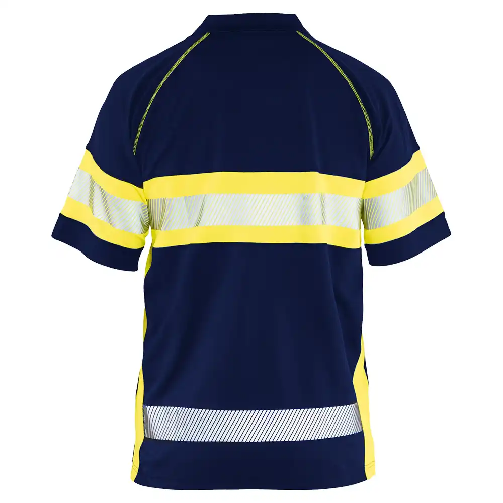 Warnschutz Polo-Shirt mit UV-Schutz "3338" in marine/gelb, 3XL - Thumbnail 2