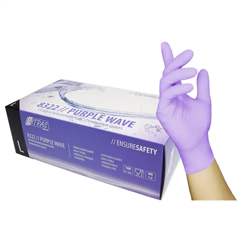 Nitril Einweghandschuhe 8322 "PURPLE WAVE" lila|100er Box in XL - Bild 1