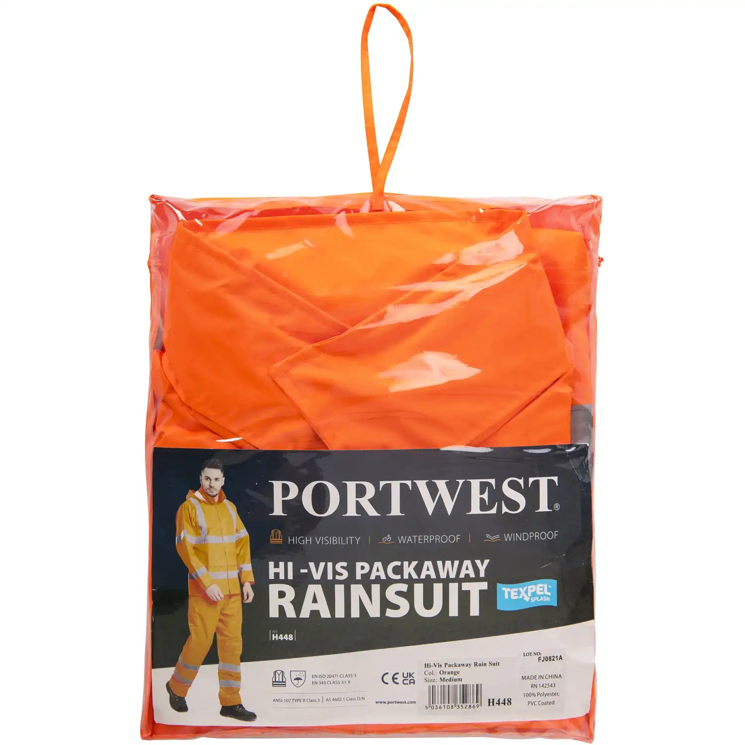 Warnschutz Regen-Set "H448" Essentials in Orange, L - Thumbnail 3