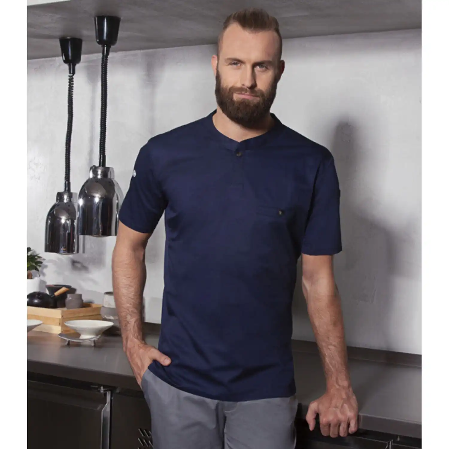 Herren T-Shirt Performance "TM 5" in marine, L - Thumbnail 6