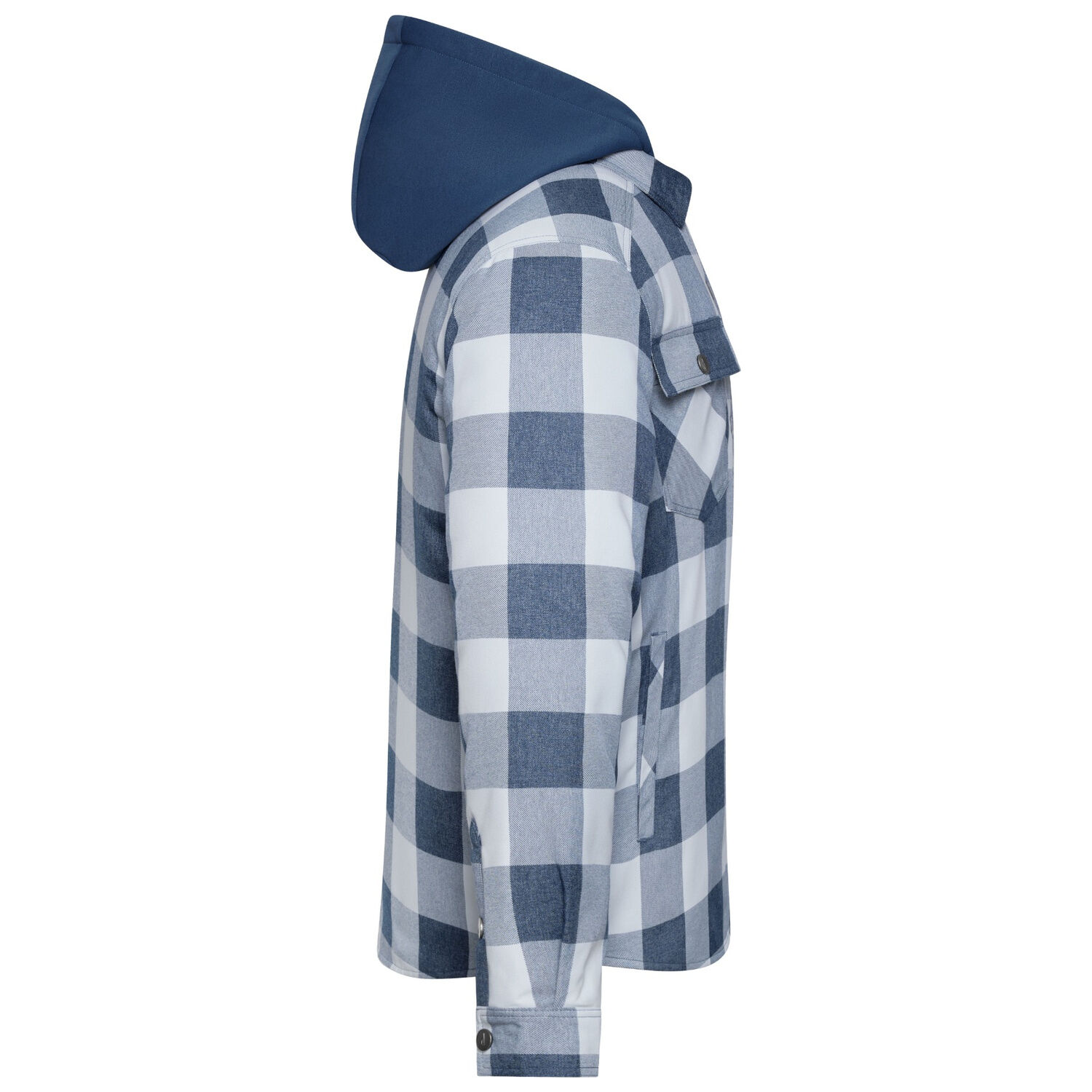 Hemdjacke Karo mit Kapuze "JN1872" in blau/grau, XS - Thumbnail 2