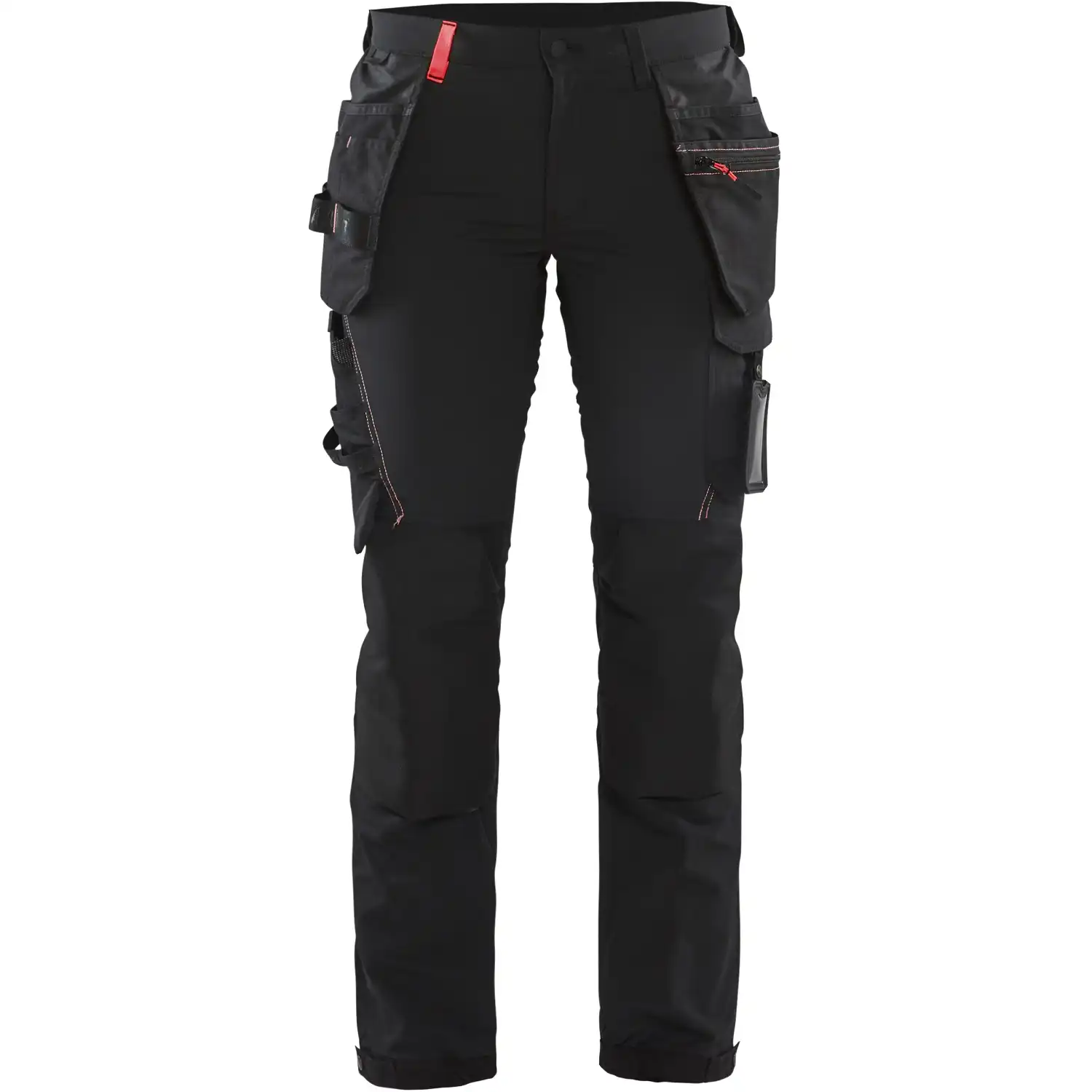 Damen Stretch Handwerkerhose "7192" in schwarz/rot, C48 - Thumbnail 1