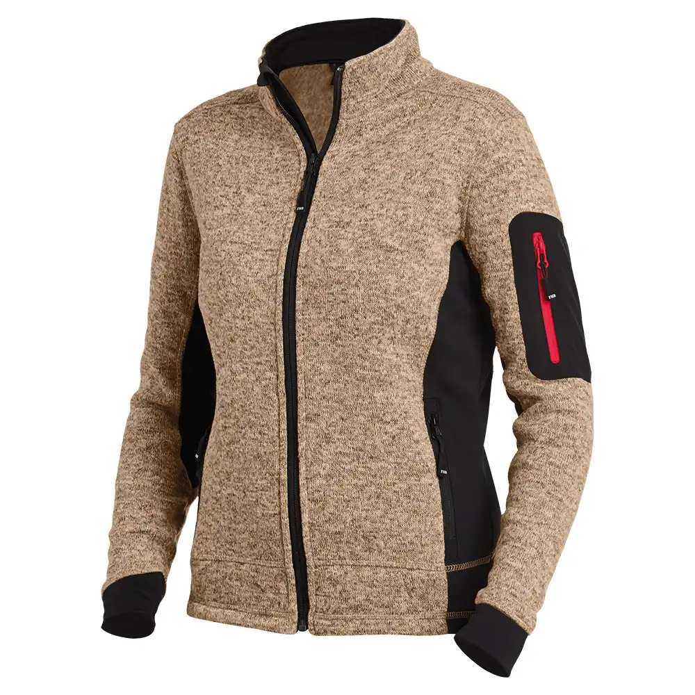 Damen Strick Fleecejacke "MARIEKE" in beige/schwarz, XXL - Thumbnail 1