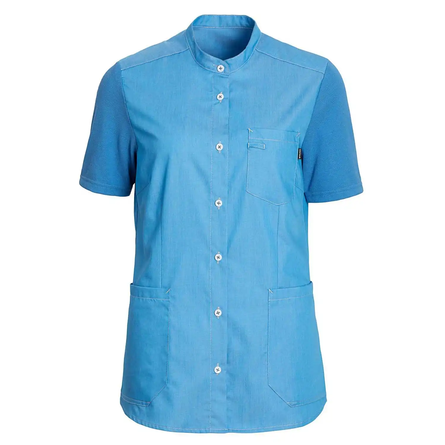 Damen Kasack "15314" Piquée in blau-meliert, XS - Thumbnail 1