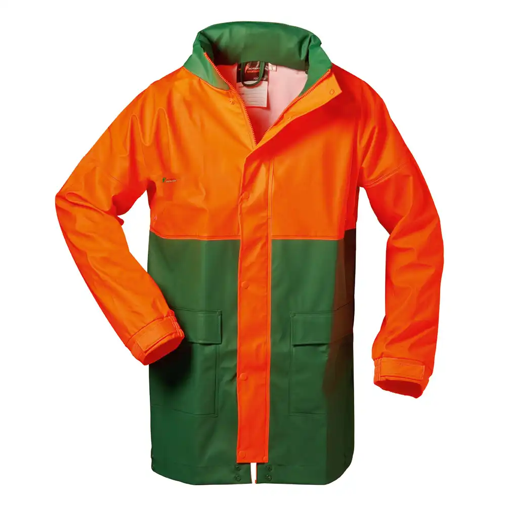 Forstschutz PU Stretch-Regenjacke  in grün/orange, S - Thumbnail 1