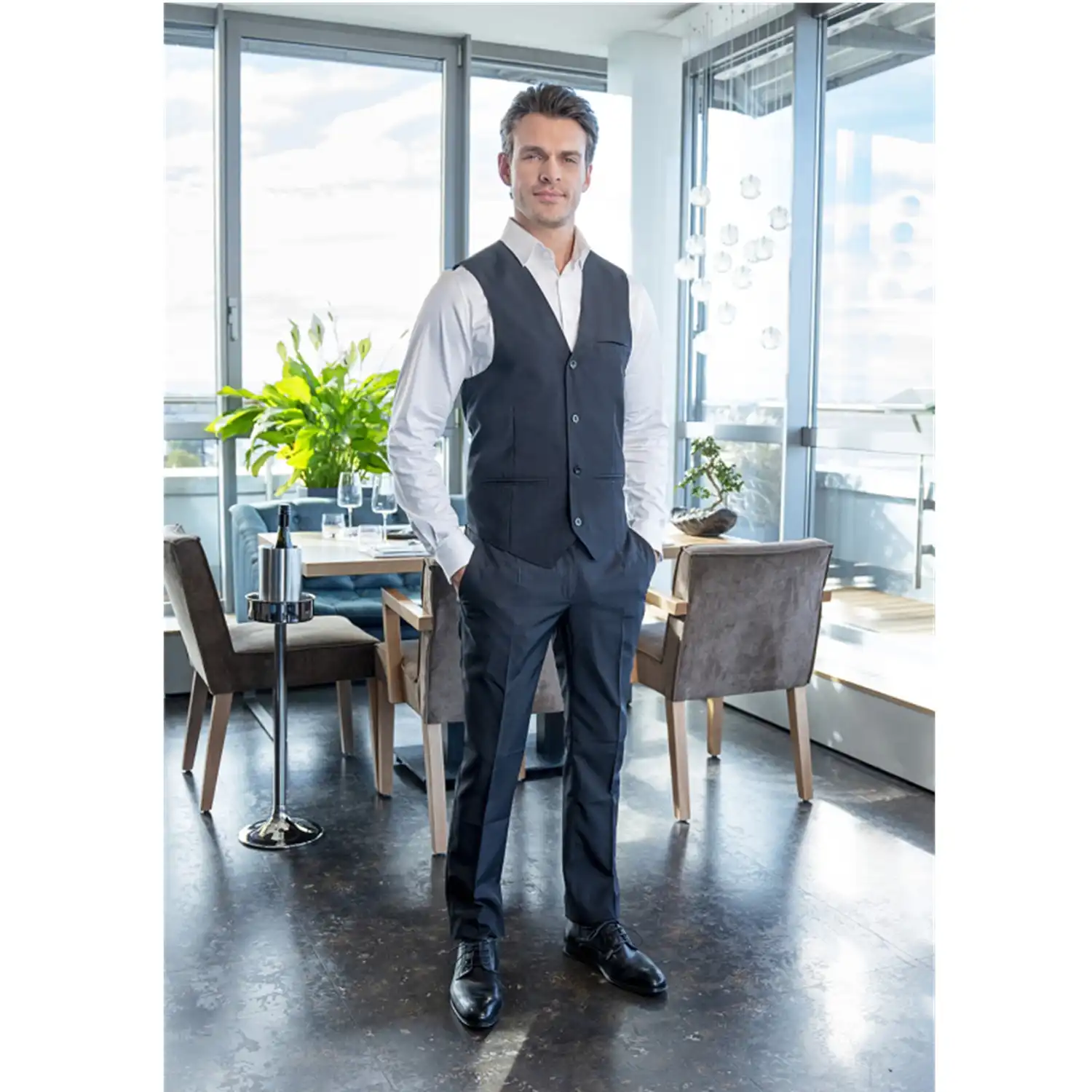 Herrenweste Basic "BWM 1"  schwarz in S - Thumbnail 7